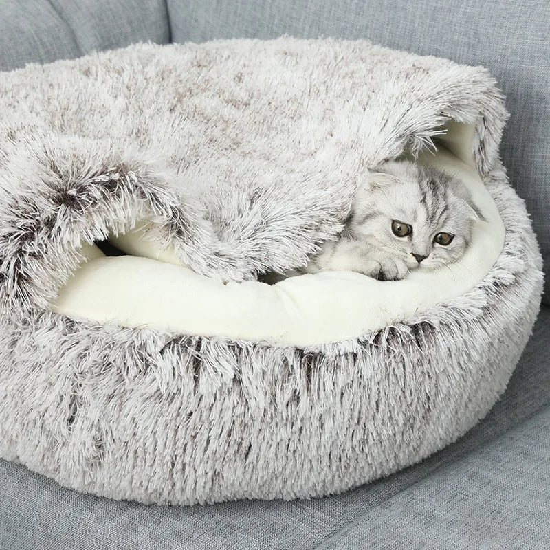 Lit en peluche 2 en 1 pour chat - Monchatfier
