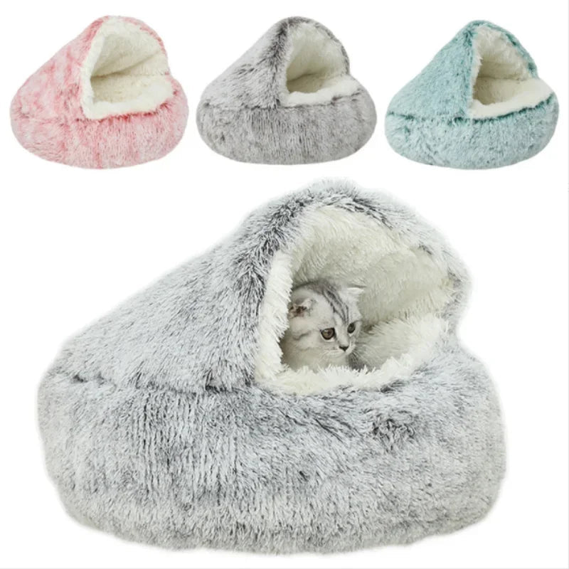 Lit en peluche 2 en 1 pour chat - Monchatfier