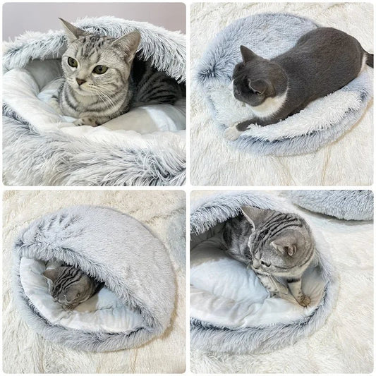 Lit en peluche 2 en 1 pour chat - Monchatfier